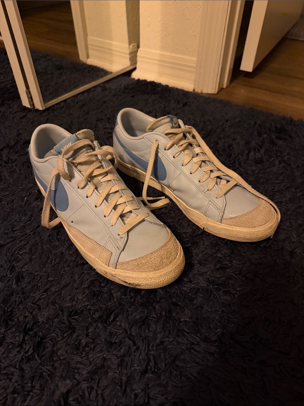 Nike Blazers Men’s Light Blue and Beige Low-Top Sneakers Size 13